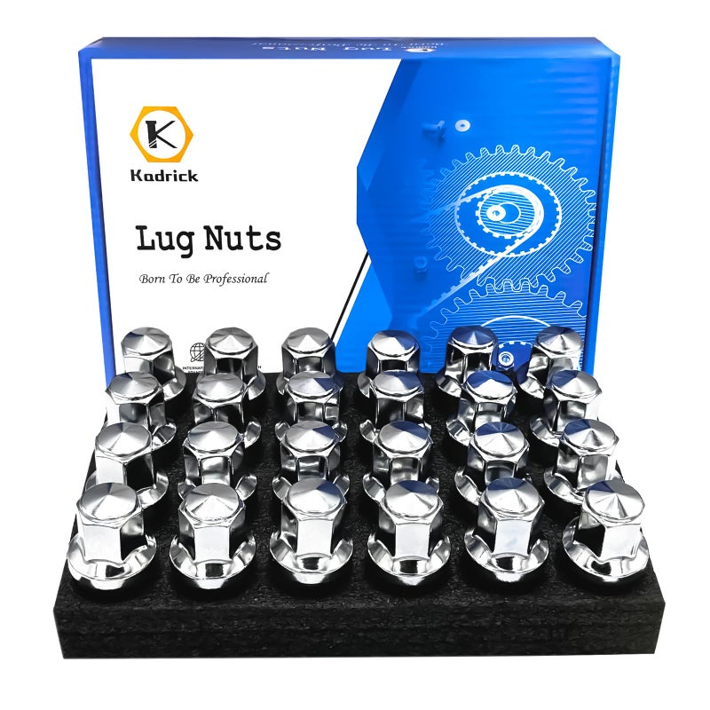 Kadrick 24Pcs M14x1.5 Lug Nuts Replacement for Ford Expedition/F-150 2015-2022, One-Piece Solid Chrome OEM Factory Style Large Acorn Seat Wheel Nuts for Lincoln 2016-2021 MKX. - Image 1
